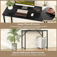 Scrivania per Computer 100 x 50 x 77 cm, Scrivania Moderna e Salvaspazio in Metallo Resistente con Piedini Regolabili, Scrivania Versatile per Casa e Ufficio (Nero)