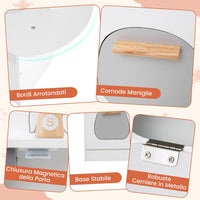 Cucina Giocattolo Angolare con Fornelli e Micronde da Suoni e Luci, Cucina per Bambini in Legno con Macchina Caffè, Lavandelo, Forno e Lavatrice, Set Cucina con Accessori (Bianco)