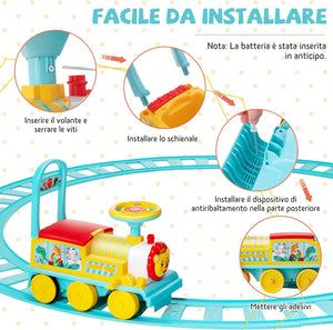 Trenino Elettrico per Bambini, Treno Giocattolo con 16 Pezzi di Binari, con Luci e Suoni, Scatola di Stoccaggio, Regalo per Bambini Anni 3+, Blu