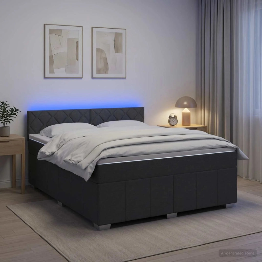 Letto box spring con materasso Grigio Scuro 140 x 190 cm 3452678