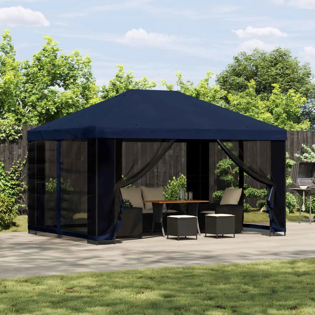 Gazebo 4 × 3 m Blu Poliestere e Acciaio 190 900379