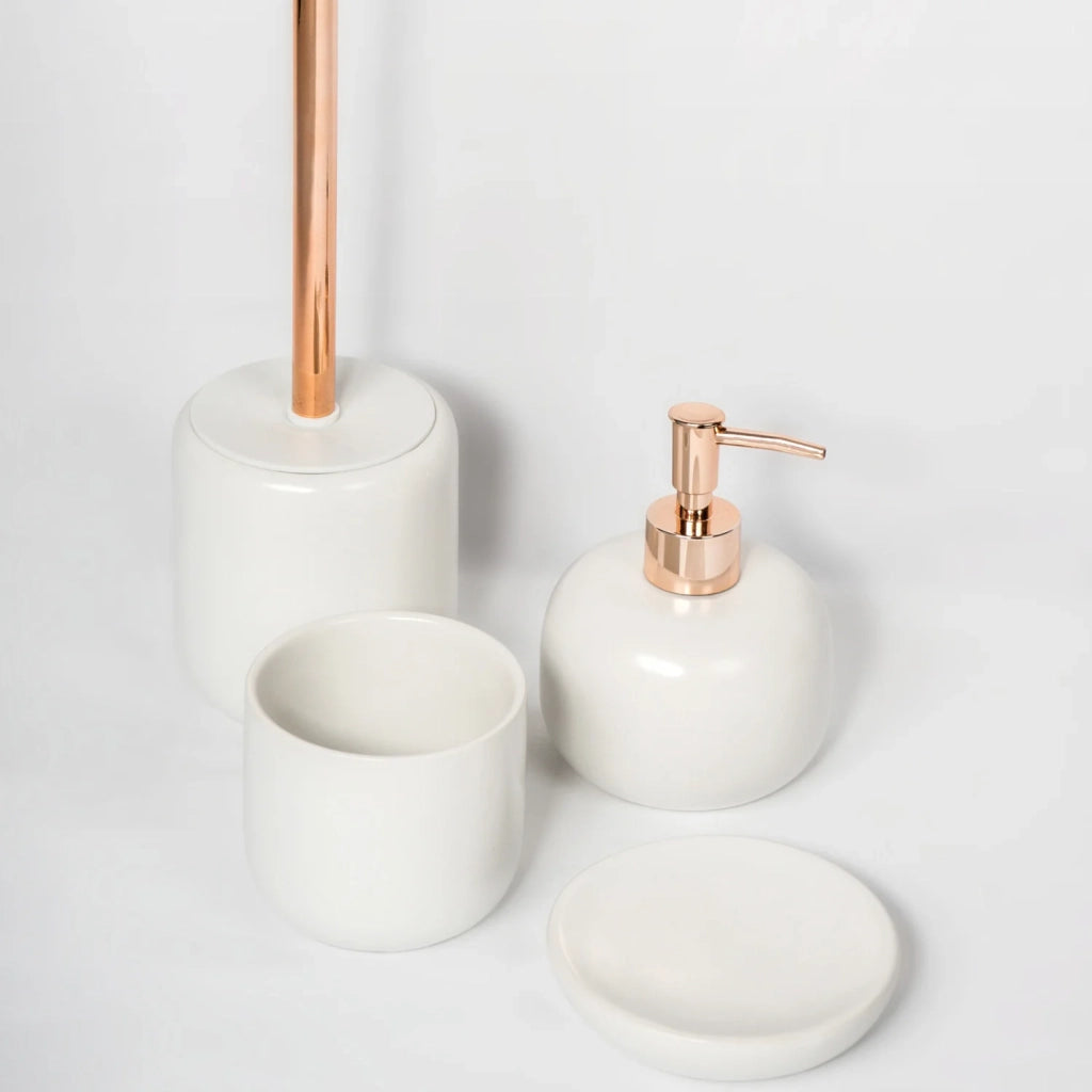 Dispenser Sapone da Appoggio Bianco Perla in Ceramica Mod. Clizia