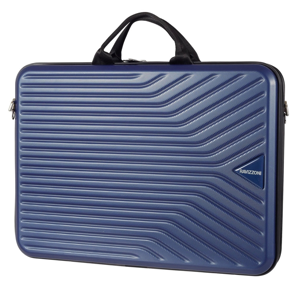 Borsa rigida da viaggio porta pc, tablet, tracolla, scomparti interni, blu Ravizzoni