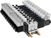 Valvola magnetica elettrico-pneumatica 5 vie 3 posizioni - 12VDC con rilento - Kit di attacco rapido - Adatto a diverse applicazioni