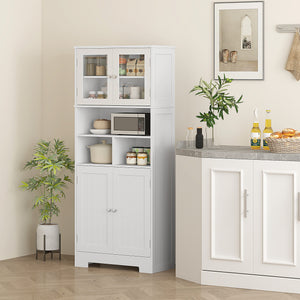 Credenza Cucina 60x30x145,5 cm con Armadietti e Vani a Giorno in Truciolare Bianco