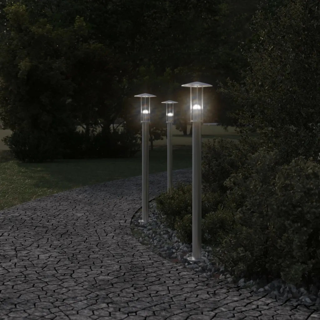 Lampade da Terra per Esterni 3 pz Argento 100cm in Acciaio Inox CFW3623105