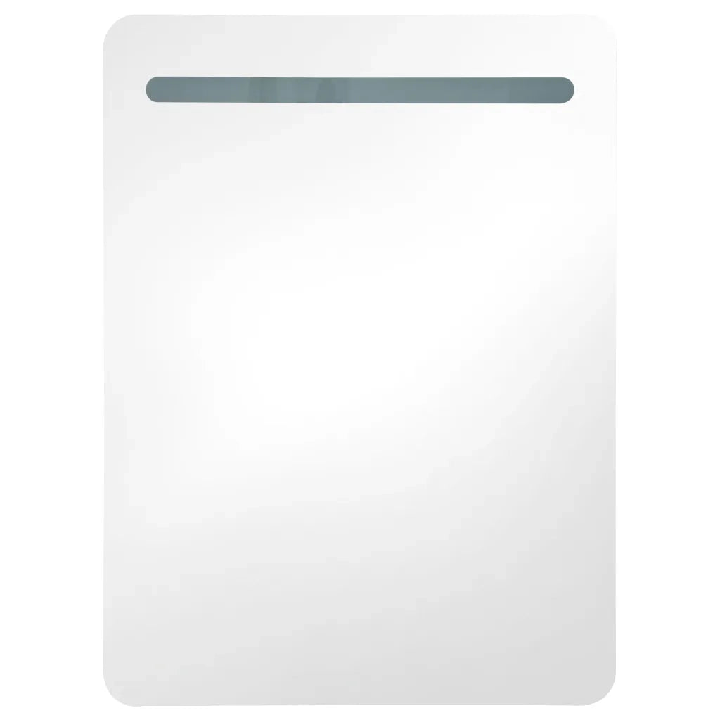 Armadietto Bagno con Specchio e LED Grigio Cemento 60x11x80 cm 326502