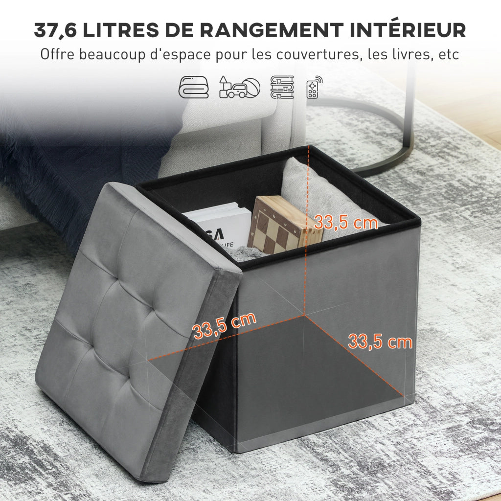 Pouf con contenitore pieghevole ¨C Zephmum ¨C Grigio 38x38x38 cm