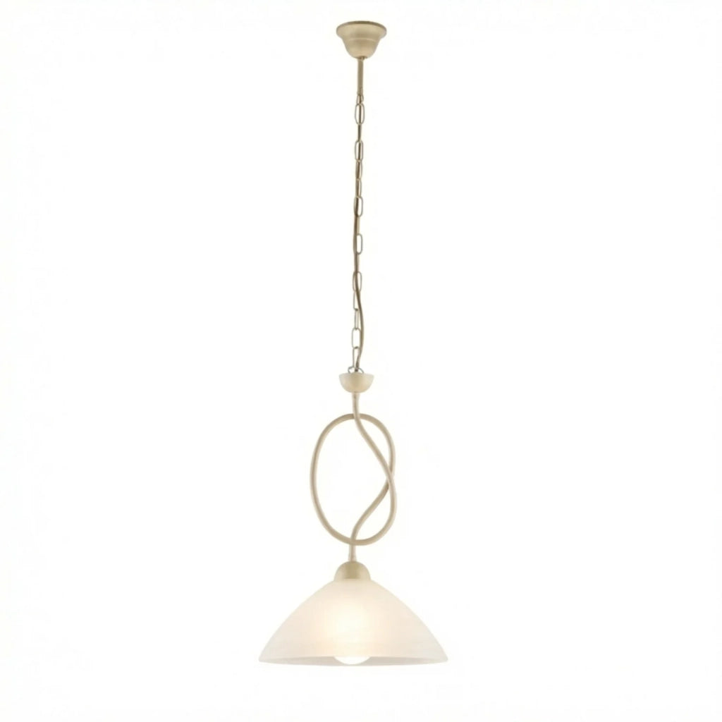 Lampadario Rustico Bistrot 1 Luce Avorio e Bianco LuceArt Classic