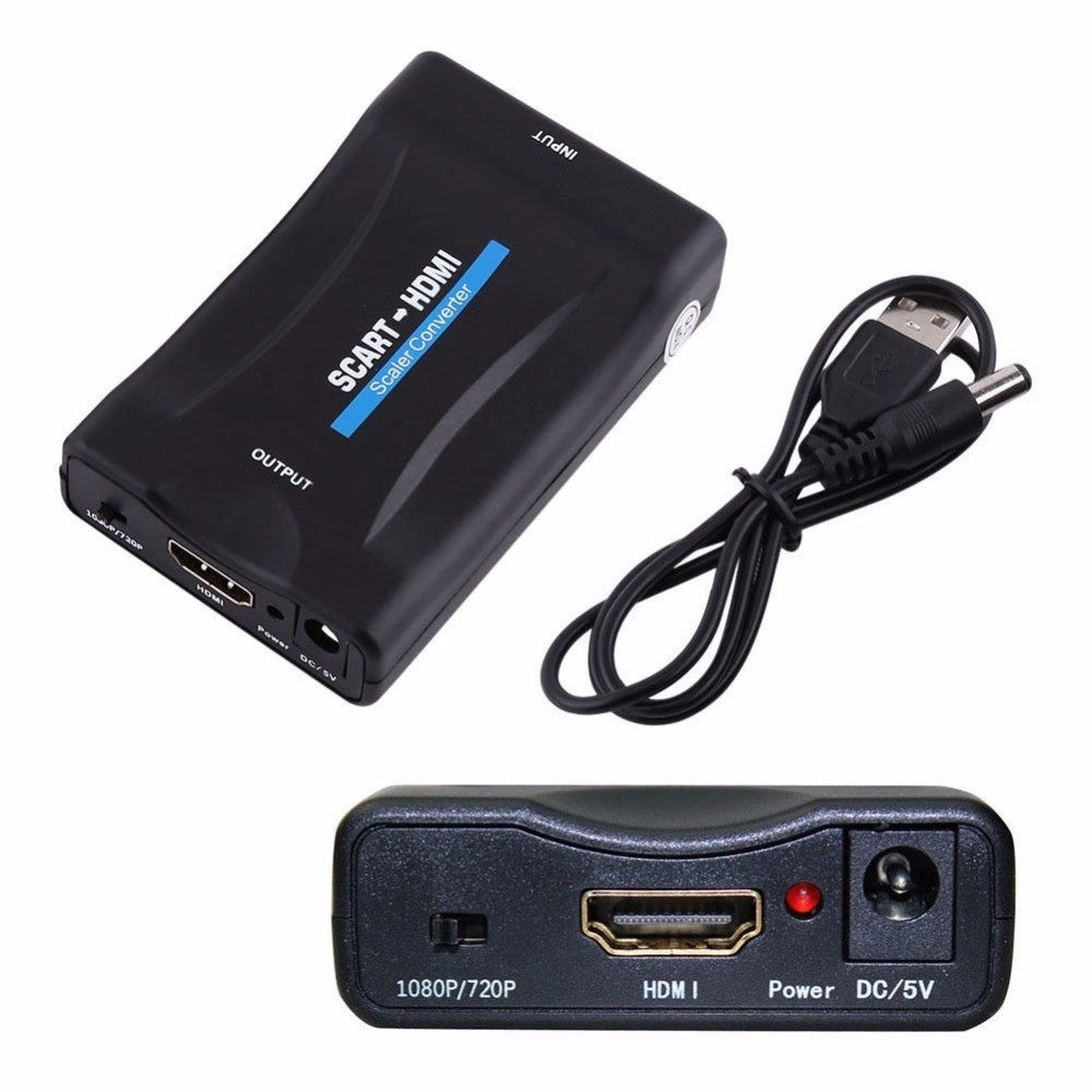 Trade Shop - Convertitore Video Hd Av Adattatore Da Scart A Hdmi 720p 1080p Audio Coassiale -