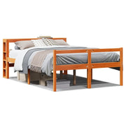 Letto matrimoniale | Letto per adulti | Giroletto con Testiera Marrone Cera 120x200 cm Massello Pino