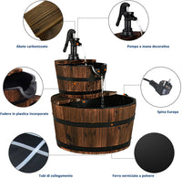 Fontana da Giardino 2 Piani con Pompa d'Acqua, Perfetto per Interno ed Esterno, Legno di Abete, 61x44,5x44,5cm