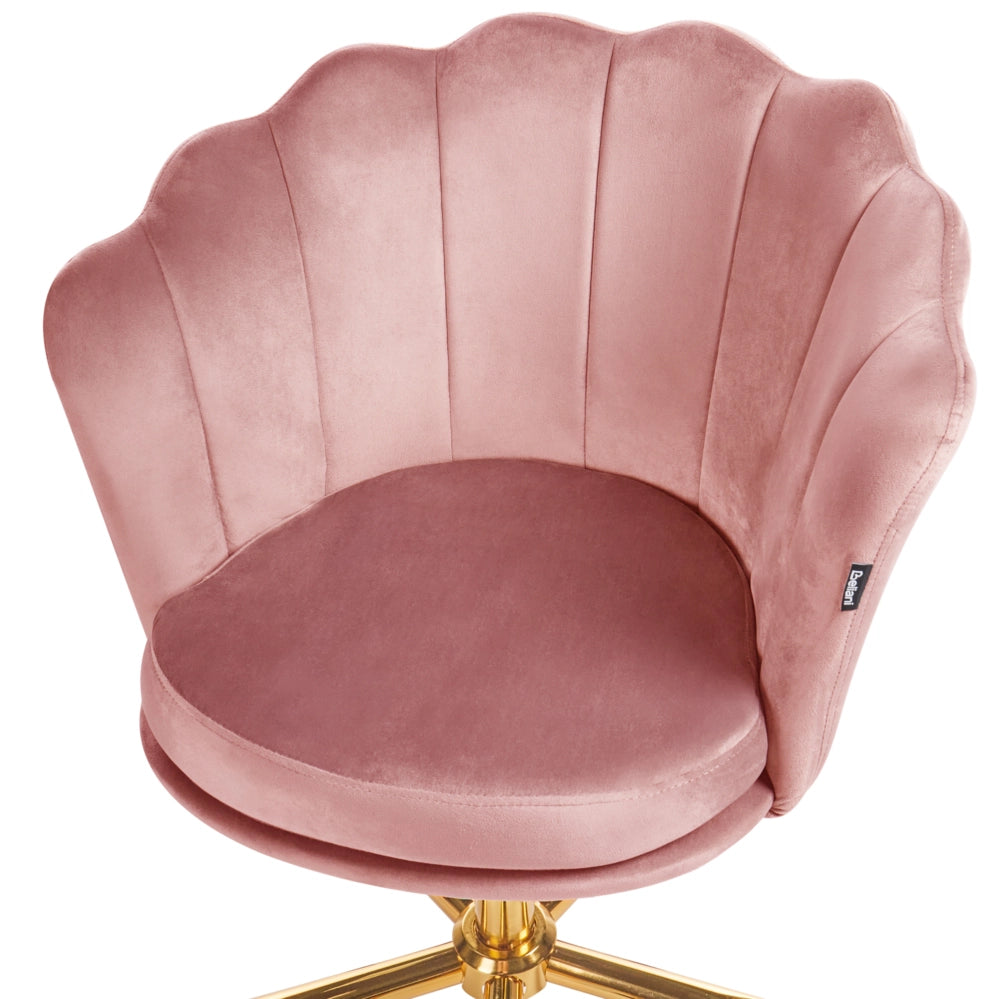 Sedia da ufficio in velluto di colore rosa con base girevole altezza regolabile elegante moderna