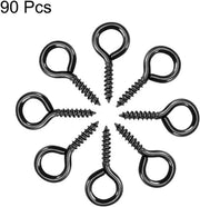Serrature autoavvitate, ganci da appendere a vite, neri, 1,3" ganci, 90 pezzi