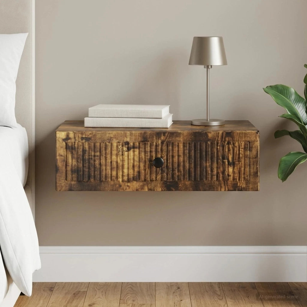 Tavolino da Parete Laterale Rovere Fumo 59 x 34,5 x 17 cm 897980