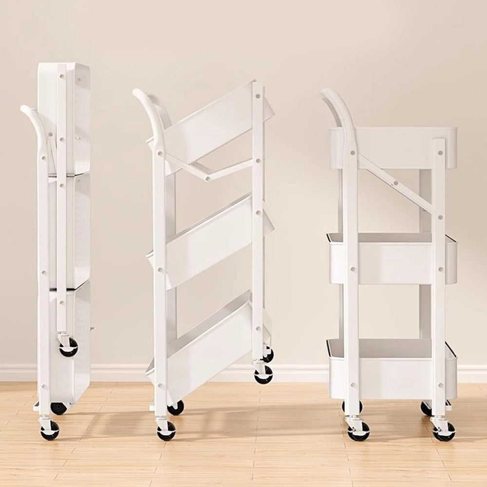 Trade Shop - Carrello Pieghevole Da Viaggio Cucina Con Maniglia In Acciaio Stoccaggio Mobile Con Ruote -