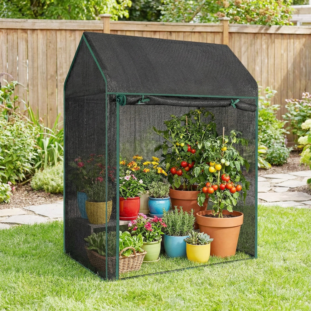 Serra mini pomodori pvc trasparente rete ombreggiatura porta finestre, Serra piccola protettiva sole 129x80x173cm per esterno interno