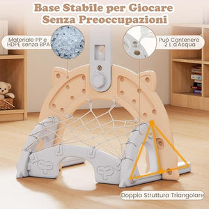 3 in 1 Canestro da Basket per Bambini, con Canestro Calcio e Golf, Cerchio Rimovibile e Pieghevole, Set da Gioco Regolabile per Interno ed Esterno, 3 Anni+ (Moca)