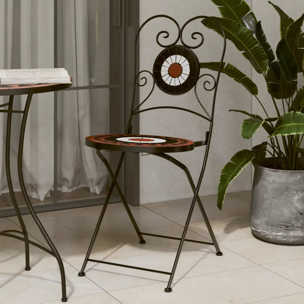 Sedie da BistrÃ² Pieghevoli 2 pz Terracotta e Bianco in Ceramica
