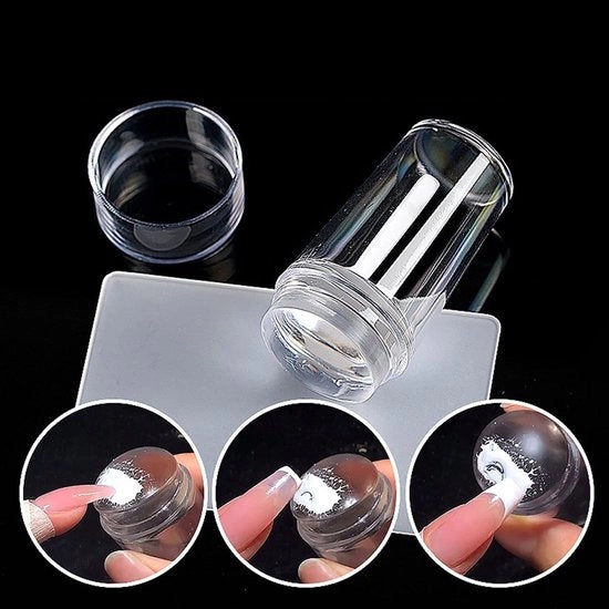 Stempel per unghie in silicone - piastra per unghie trasparente - timbro per nail art - unghie a forma di francese - attrezzo per manicure DIY - motivi precisi - timbro per nail art