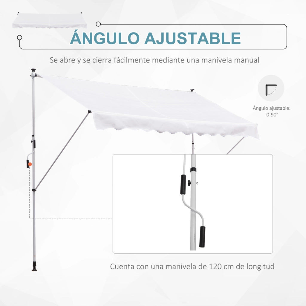 Toldo Retrattile Manuale per Terrazza con Manovella ¨C Zephmum ¨C 300x150 cm, Bianco