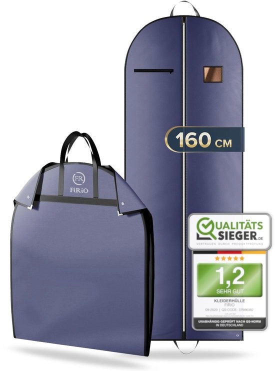 1 x Hoes per abbigliamento premium lunga 160 cm - 50% MATERIALE RIDOTTO - Hoes per abbigliamento pieghevole per giacche, cappotti e Co. - Hoes per abbigliamento da ufficio - Hoes per abbigliamento respirante per viaggi e archiviazione