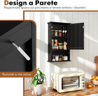 Armadio del Bagno Montato a Muro, Mensola Interna Regolabile, Struttura in MDF di Qualità, Pratico e Salva Spazio, Design Unico (Nero)