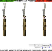 Sensore Magnetico da Incasso Cilindrico Ottone Tre Pezzi Reed NC Collegamento 4 Fili Tensione Transito Max 100 V 10 W Carico Resistivo Antifurto Infissi Non Ferrosi Forma Cilindrica ABS Prot. IP65