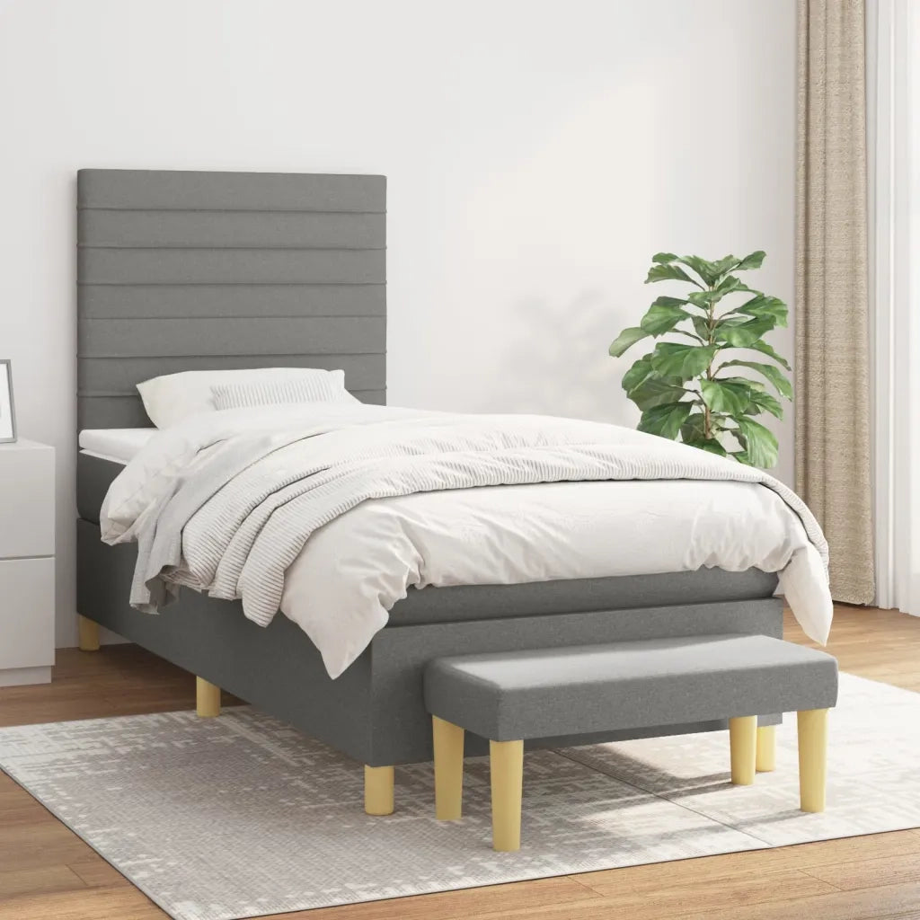 Giroletto a Molle con Materasso Grigio Scuro 90x200 cm Tessuto cod mxl 76438