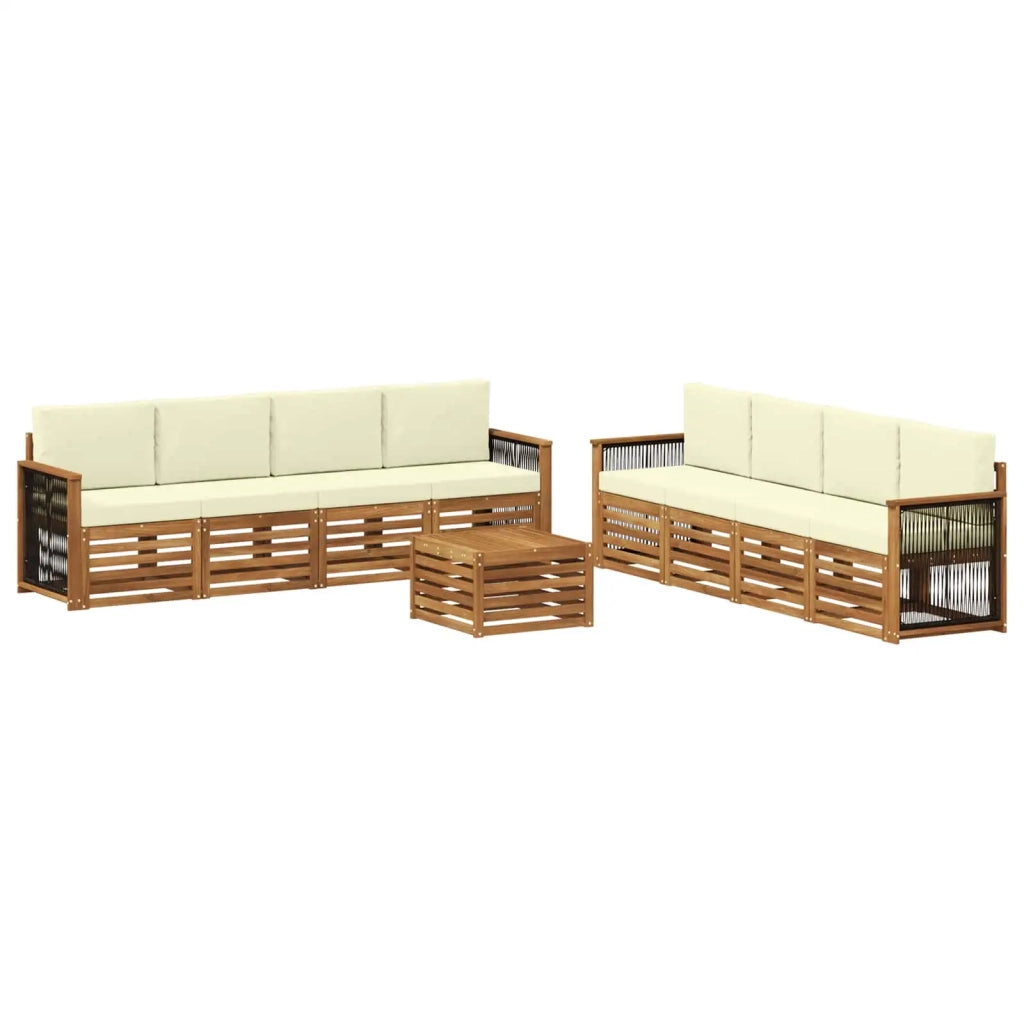 Set di divani da esterno 9 pz Naturale e Crema 3384171