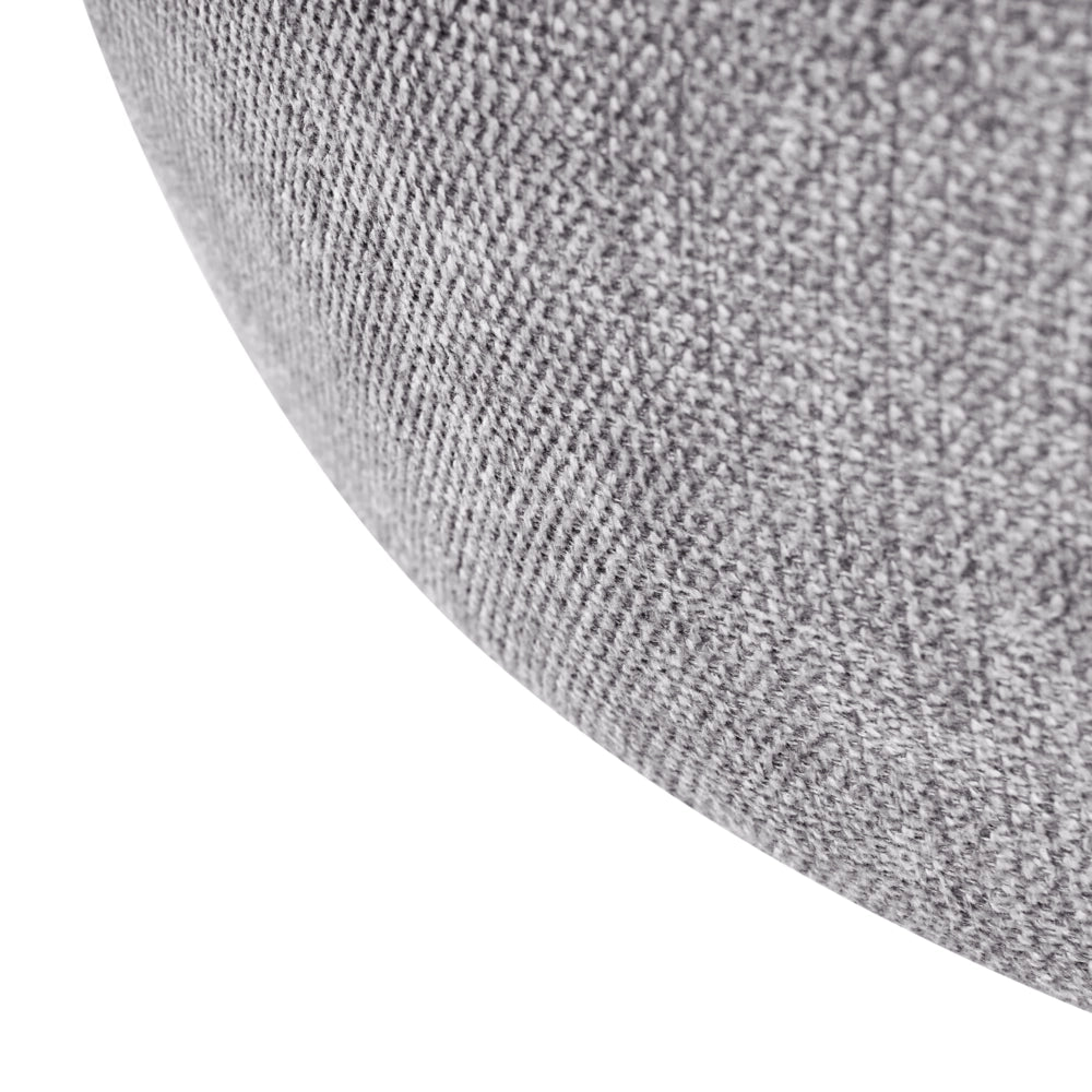 Pouf rotondo moderno Drum stile morbido soggiorno camera da letto tessuto grigio chiaro