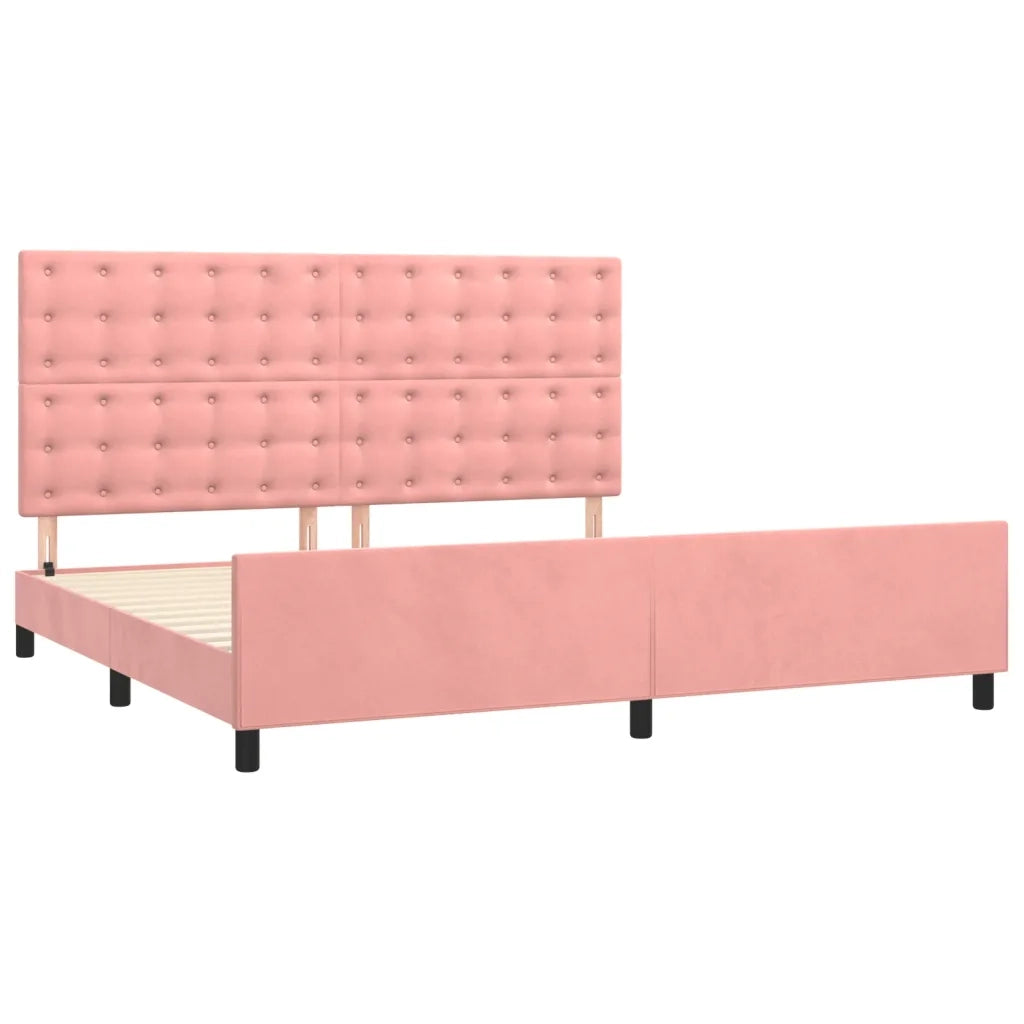 Giroletto con Testiera Rosa 200x200 cm in Velluto 3126024
