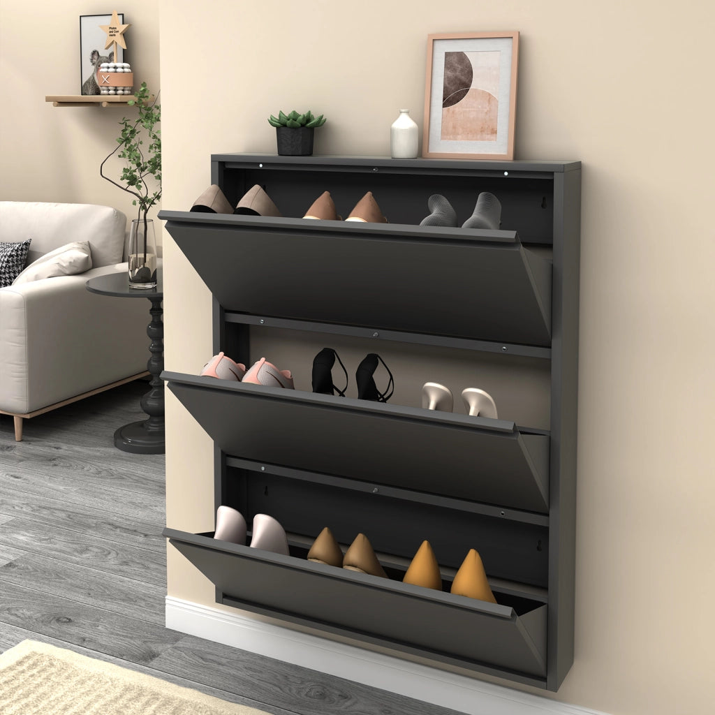SCARPIERA da parete salvaspazio 89x44,5x11,5 cm metallo nero