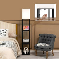 Lampada da Terra con Mensola, Cassetto e Porta USB, Lampadina 5000K LED Inclusa, 3 Regolazioni di Luminosità, Lampada a Stelo per Soggiorno e Camera da Letto