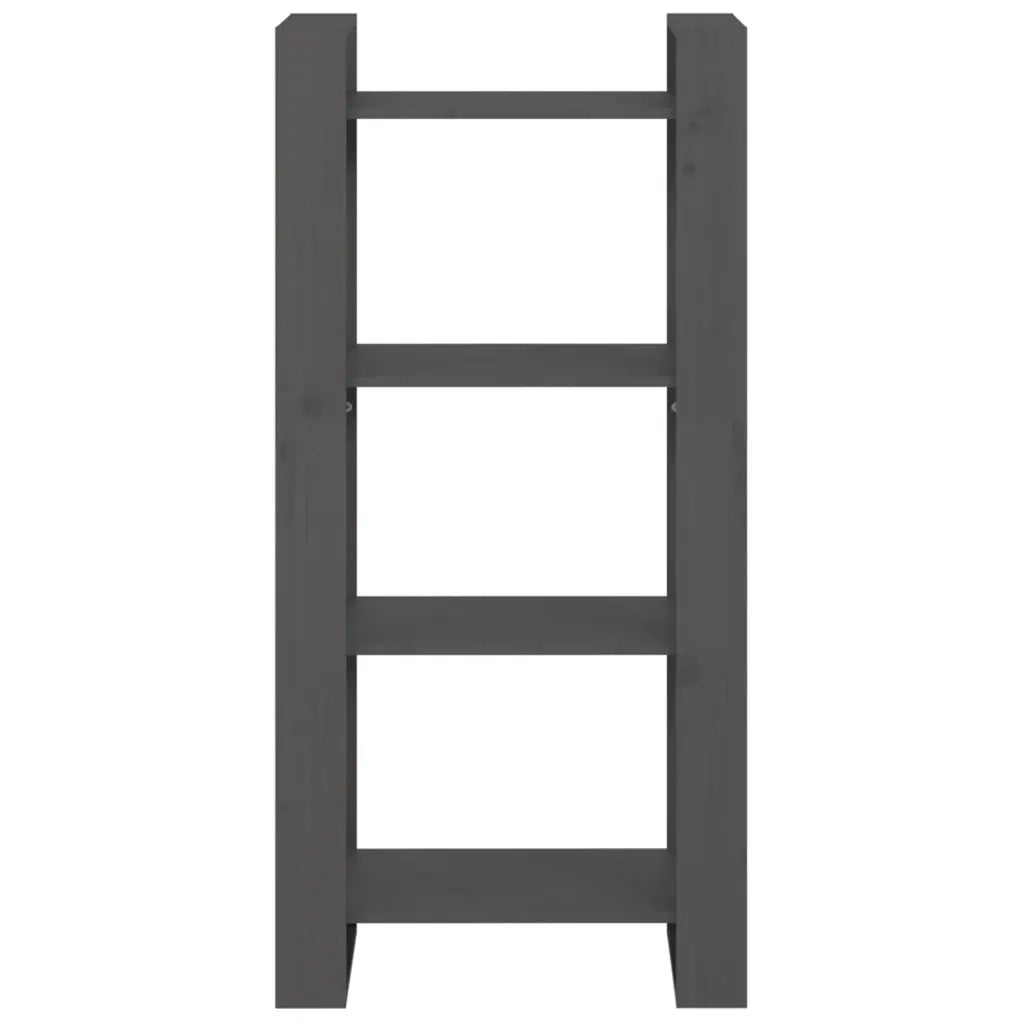 Libreria Divisorio-Scaffale per Libri-Mobile di Stoccaggio Grigio 60x35x125 cm Legno Massello