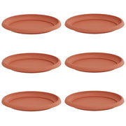 Set di 6 vassoi rotondi moderni per fiori 23,5 x 23,5 x 2,5 cm in plastica rosso mattone 02_0059339