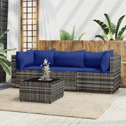 Set Divani da Giardino 4 pz con Cuscini in Polyrattan Grigio 319847