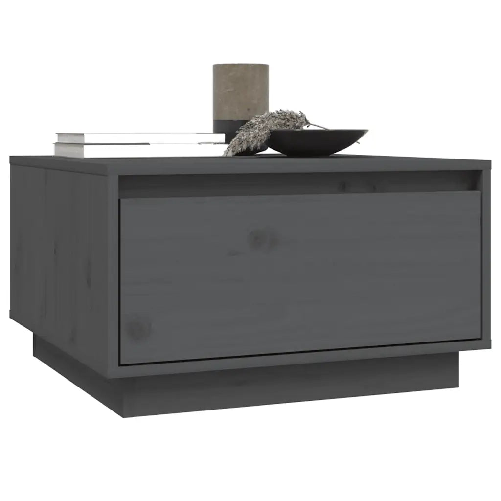Tavolino da Salotto Grigio 55x56x32 cm Legno Massello di Pino cod mxl 29751
