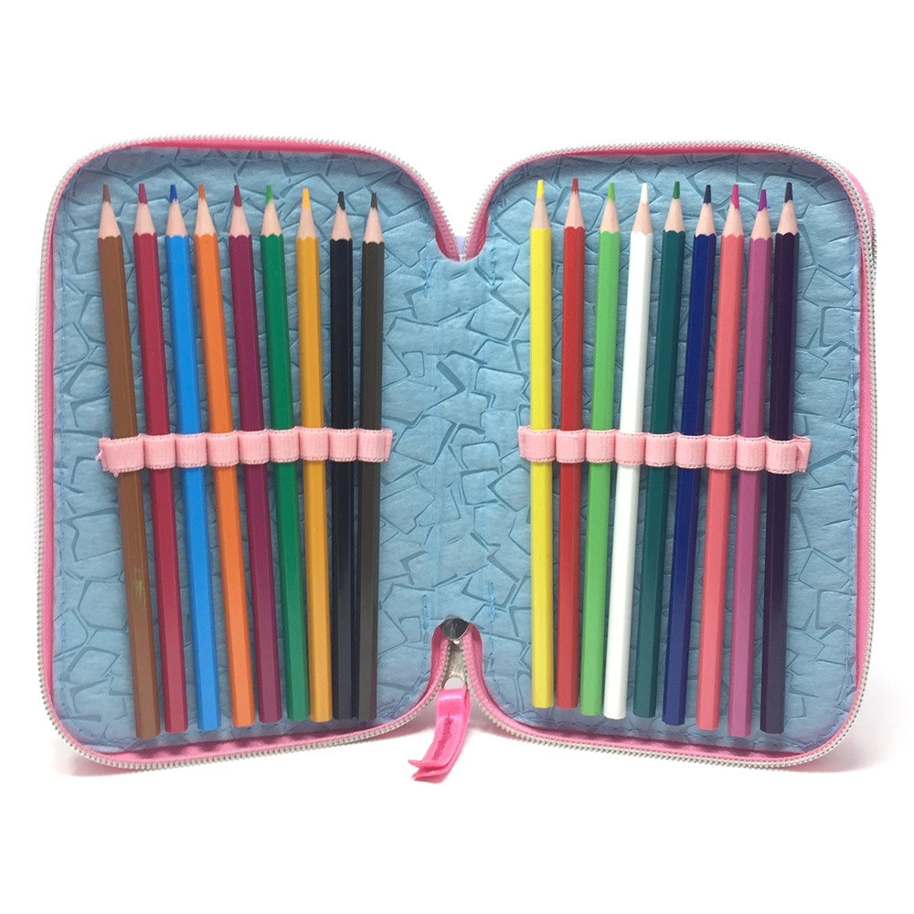 Trade Shop - Astuccio Scuola 3d Principesse Cenerentola Rapunzel Ariel Disney 3 Zip Cerniere -