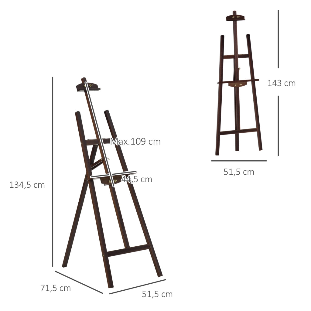 Cavalletto da Pittura ¨C Xylo ¨C Legno di Pino 51,5x71,5x134,5cm Inclinazione Regolabile