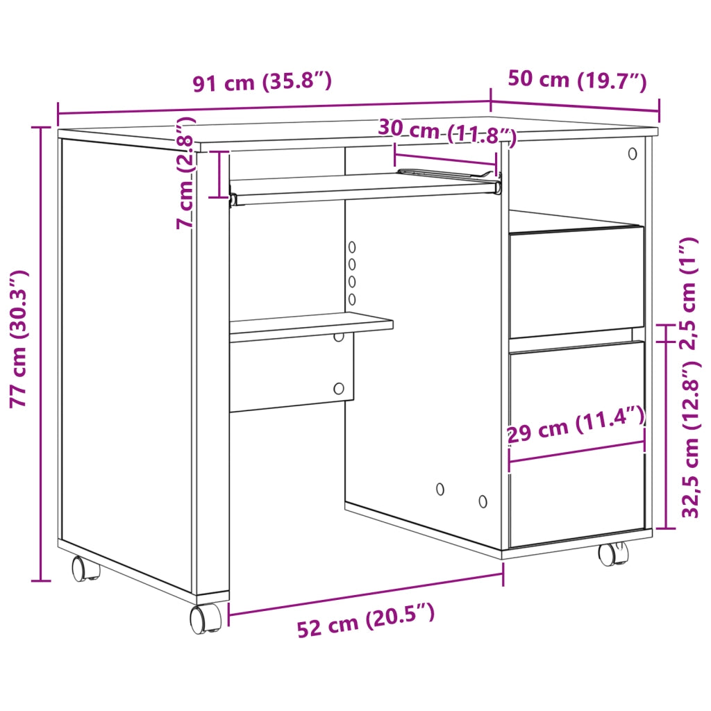 Scrivania Bianca con Cassetti Bianca MDF, Truciolare Standard