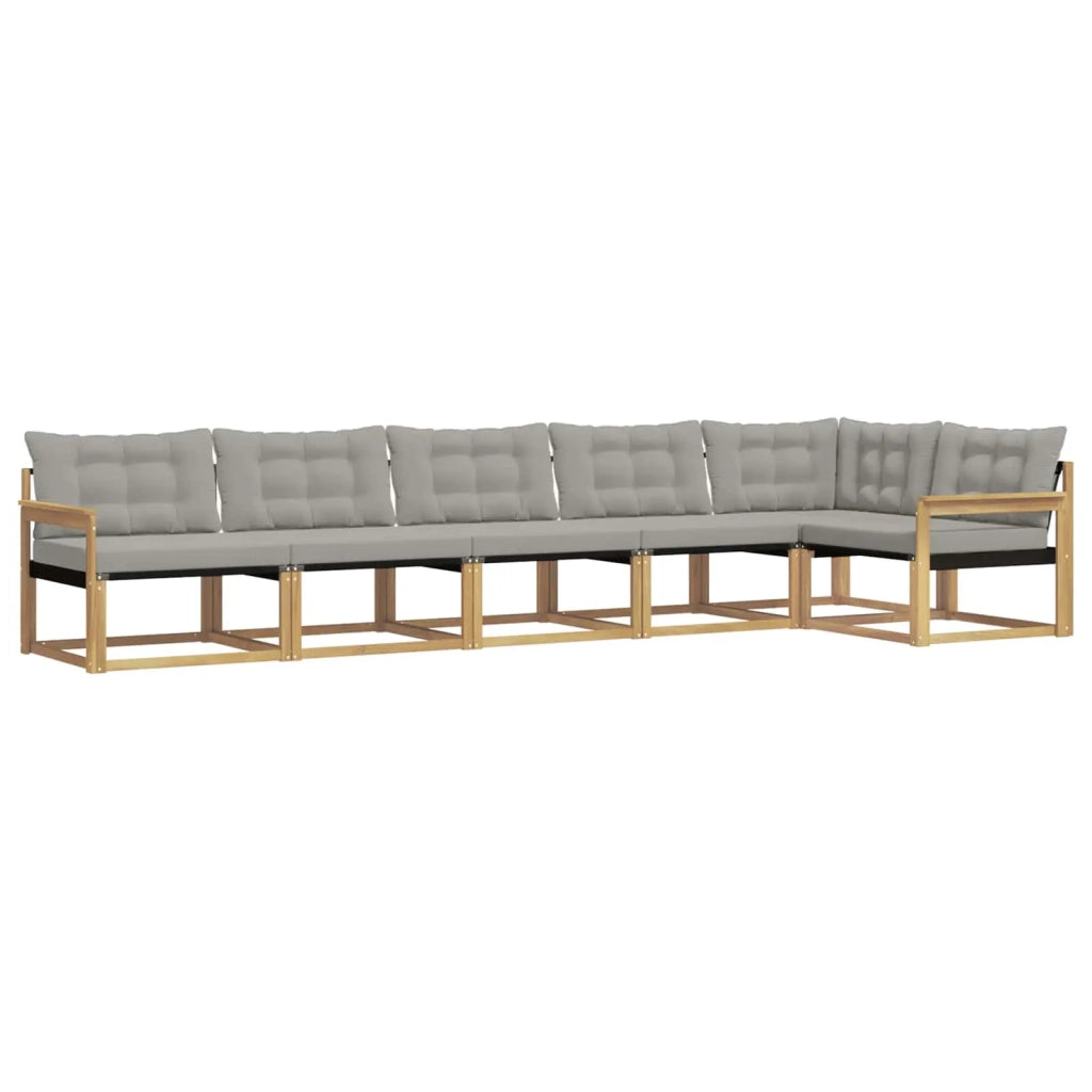 Set di divani da esterno 6 pcs Bianco e Grigio Chiaro