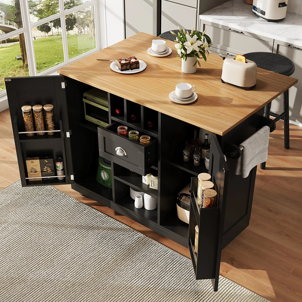 Isola cucina - Xylo - con piano tavolo porta-tovaglioli nero