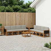 Set di divani da esterno 9 pz Naturale e Grigio Chiaro 3385082