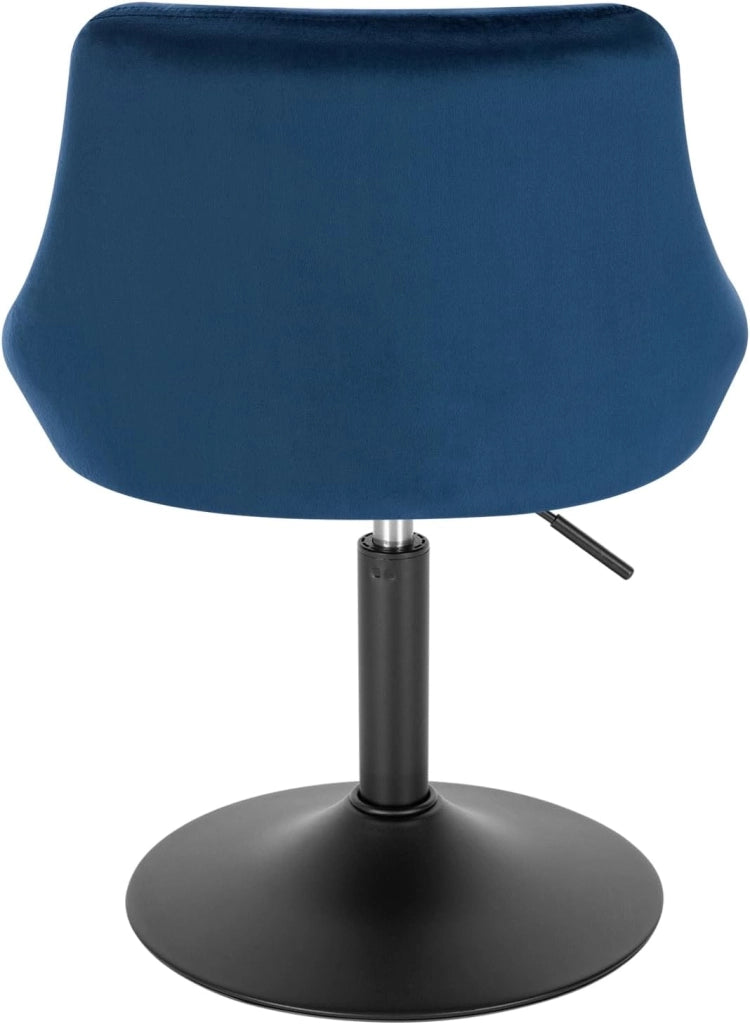 Set di 4 Sedia Cucina con Schienale in Velluto, Girevoli e Regolabili in Altezza, l'altezza può essere regolata tra 42-58 cm, Blu, BH242bl-4