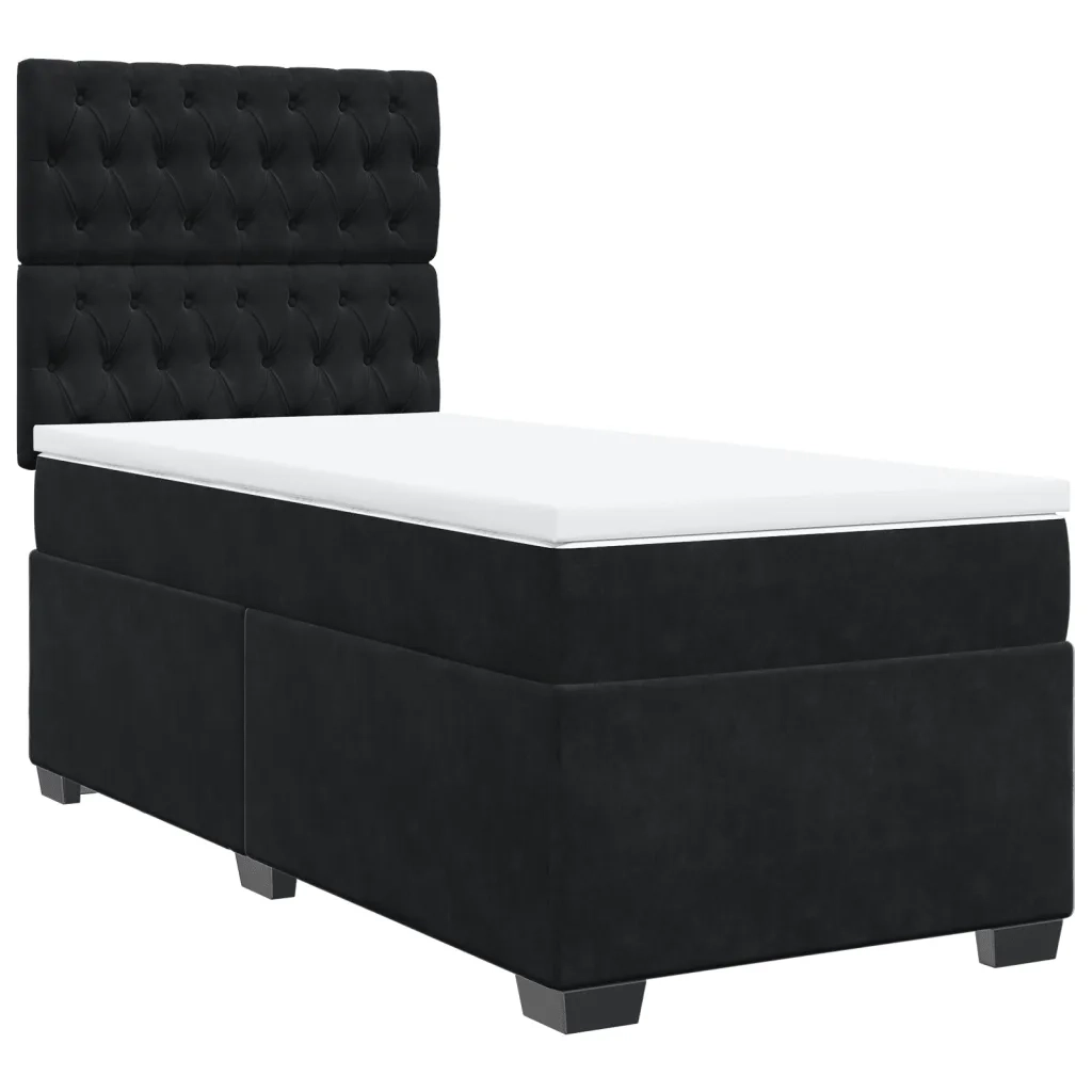 vidaXL Giroletto a Molle con Materasso Nero 90x200 cm in Velluto