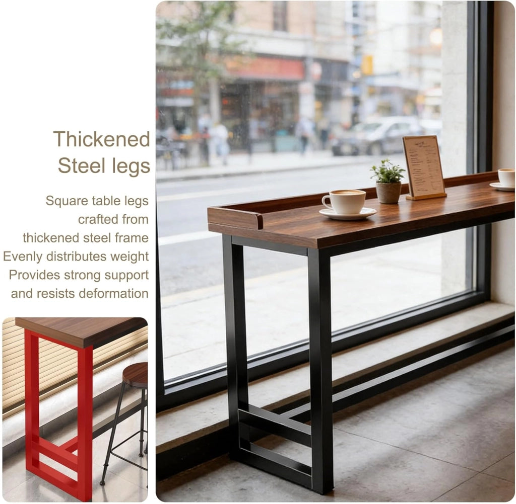 Tavolo Alto da Bar Tavolo Cucina Tavolino Alto e Stretto da Balcone Salvaspazio con Telaio in Metallo per Soggiorno e Sala Da Pranzo Bar Ristorante(Gray Oak(double),79x15.8x41in)