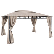 Gazebo Da Giardino 3 x 4 M Con Tende Laterali Richiudibili Struttura In Acciaio Robusto Copertura 180 g/m² Con 4 Teli Laterali Esterno Giardino Piscina Fiere Ombreggiante Privacy Ecrù