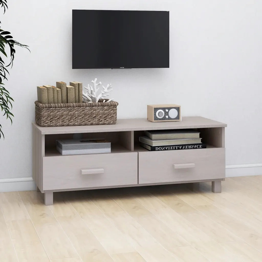 Mobile TV HAMAR Bianco 106x40x40 cm in Legno Massello di Pino 340469
