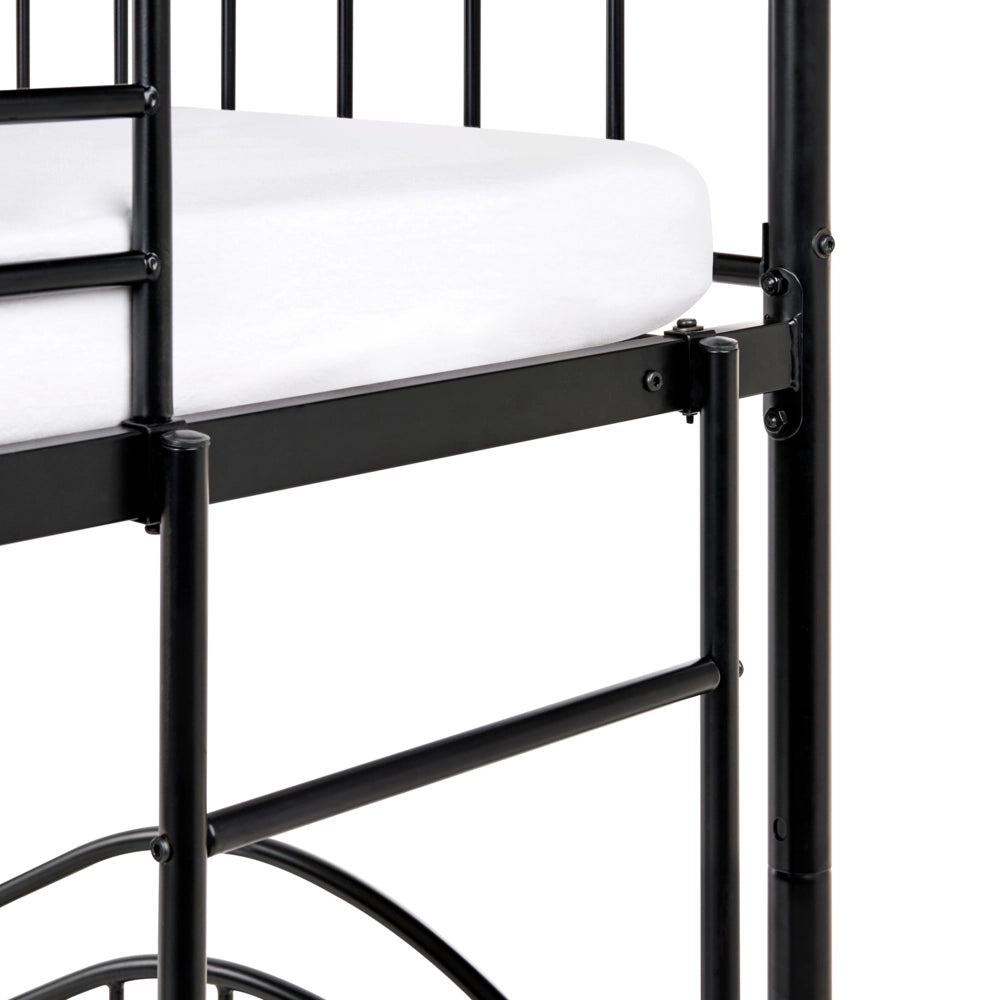 Letto a castello per bambini Camera dei bambini letto alto nero struttura in ferro 90 x 200 cm